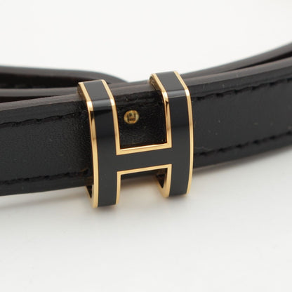 Hermes Pop 15 Leather Pop Belt Black Gold 75 — view 4