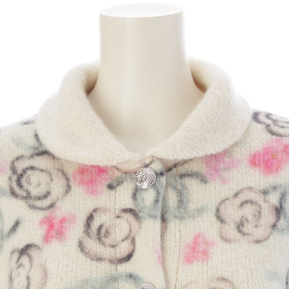 Chanel Coconage Cashmere Silk Camellia CC Logo Stone Knit Jacket Floral Pattern — view 5