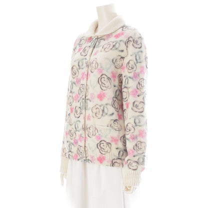 Chanel Coconage Cashmere Silk Camellia CC Logo Stone Knit Jacket Floral Pattern — view 2
