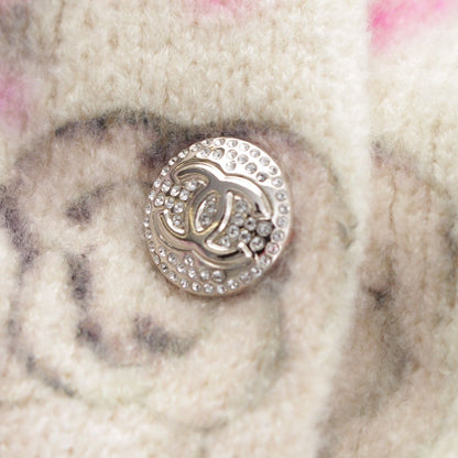 Chanel Coconage Cashmere Silk Camellia CC Logo Stone Knit Jacket Floral Pattern — view 8