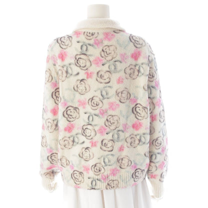 Chanel Coconage Cashmere Silk Camellia CC Logo Stone Knit Jacket Floral Pattern — view 4