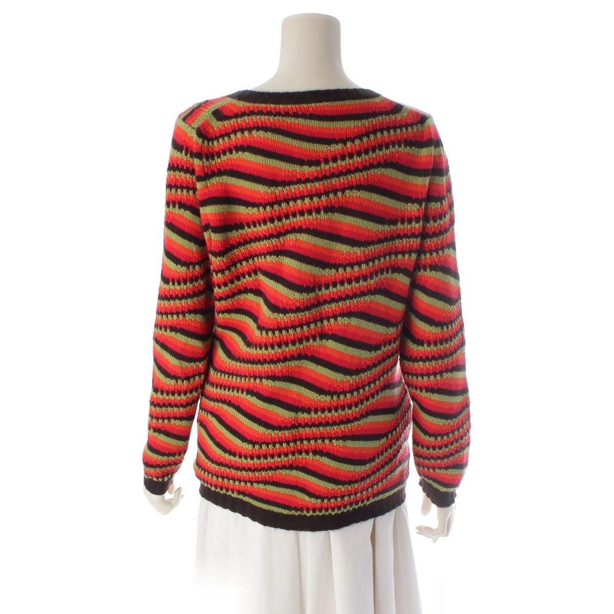 Prada Cashmere Multi Border Long Sleeve Sweater Knit Top Multicolor 40 — view 4
