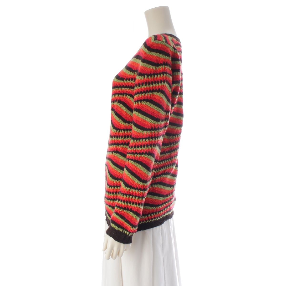 Prada Cashmere Multi Border Long Sleeve Sweater Knit Top Multicolor 40 — view 3