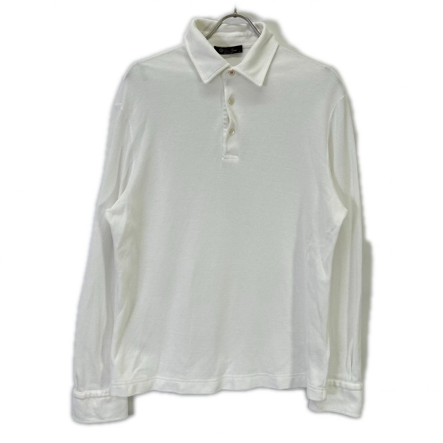 Loro Piana Optical White Pullover Long Sleeve Polo Shirt