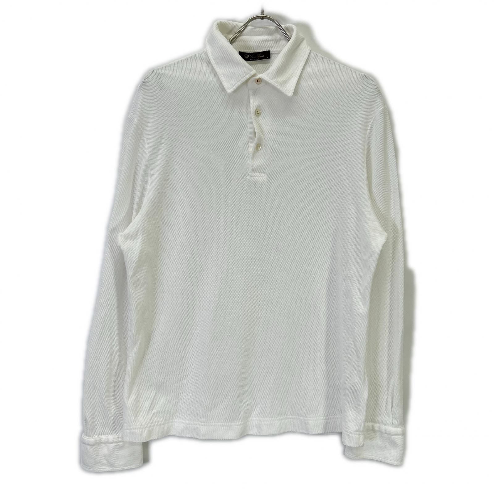 Loro Piana Optical White Pullover Long Sleeve Polo Shirt