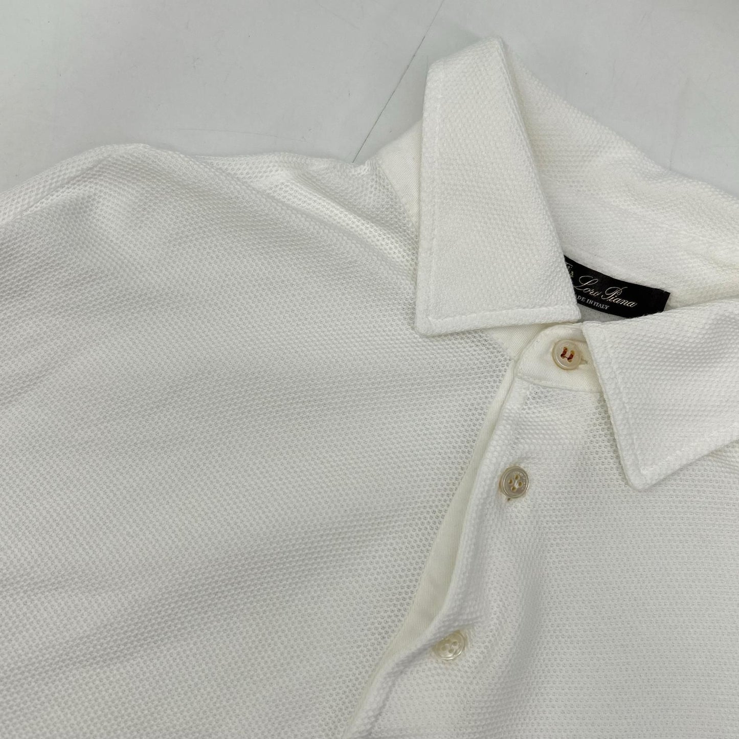 Loro Piana Optical White Pullover Long Sleeve Polo Shirt — view 7