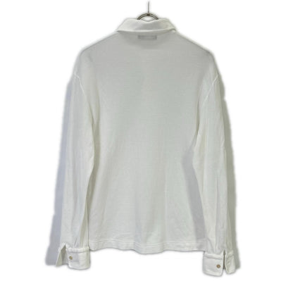 Loro Piana Optical White Pullover Long Sleeve Polo Shirt — view 2