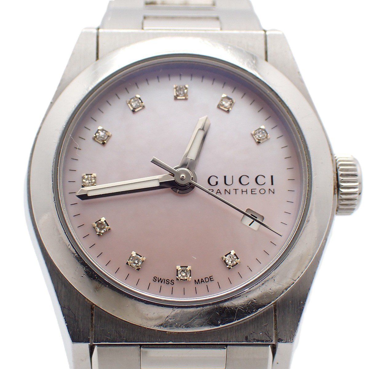 Gucci 115.5 Pantheon Quartz Watch Pink Shell Dial SS Pawn