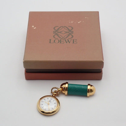 Loewe Pin Broch Watch Pocket Quartz Gold White Dial Pawn — view 8