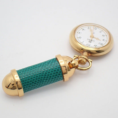 Loewe Pin Broch Watch Pocket Quartz Gold White Dial Pawn — view 6