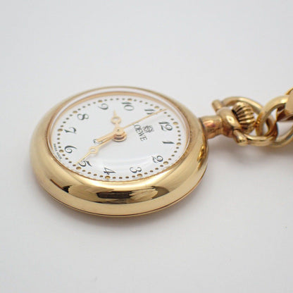 Loewe Pin Broch Watch Pocket Quartz Gold White Dial Pawn — view 3