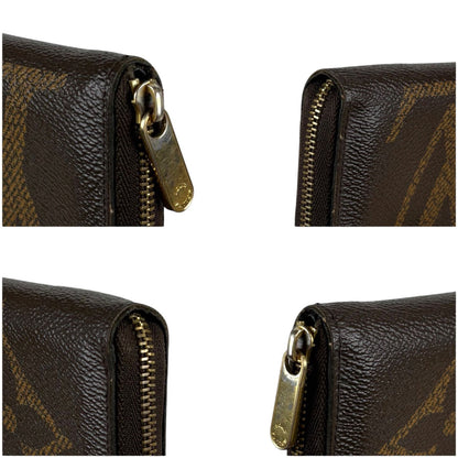 Louis Vuitton Monogram Giant Zippy Coin Purse Fragment Case Brown Lambskin — view 7