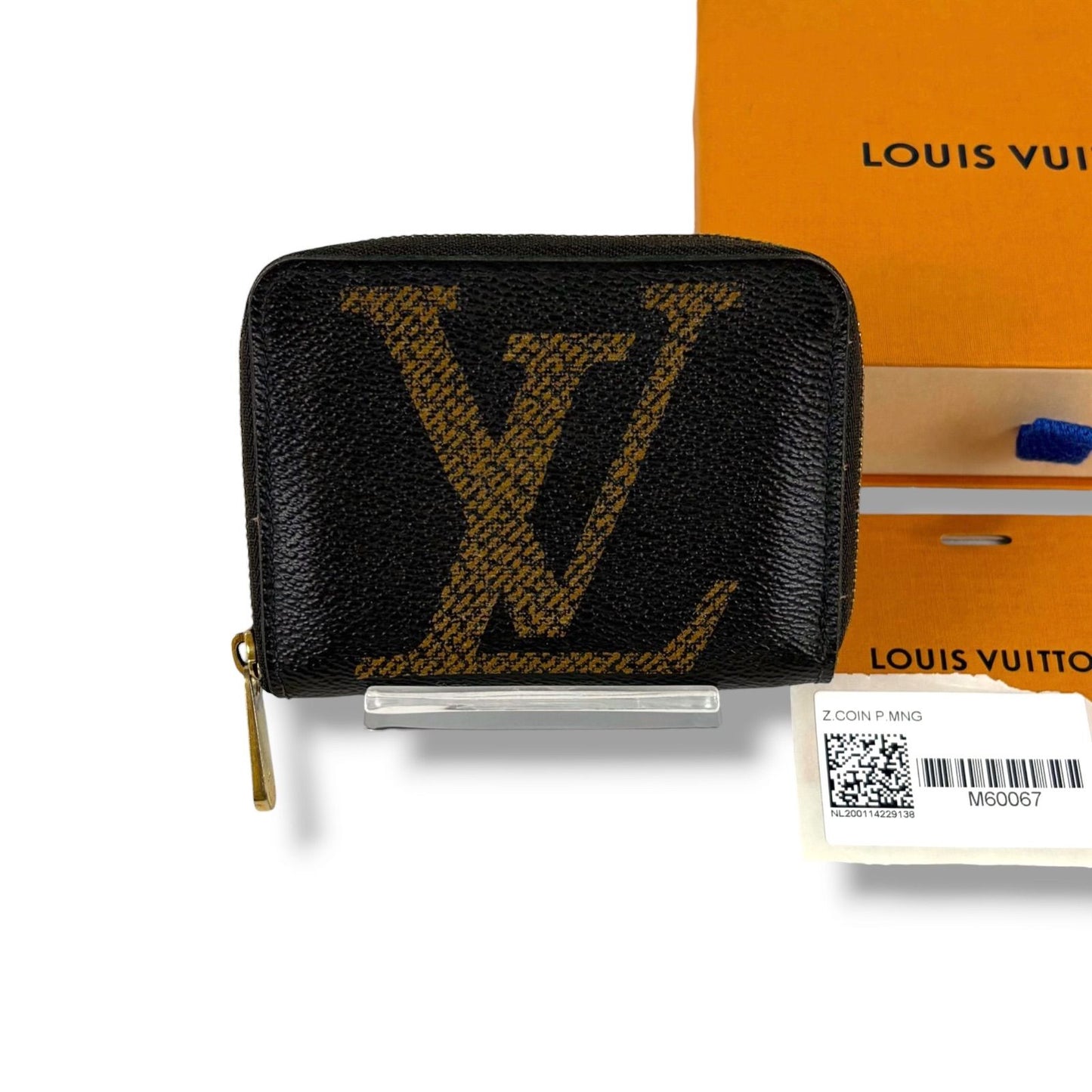 Louis Vuitton Monogram Giant Zippy Coin Purse Fragment Case Brown Lambskin