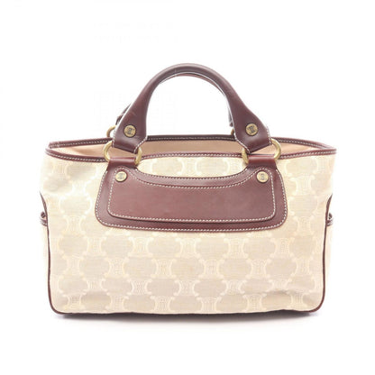 Celine Handbag Boogie Bag Beige Bordeaux Canvas Leather