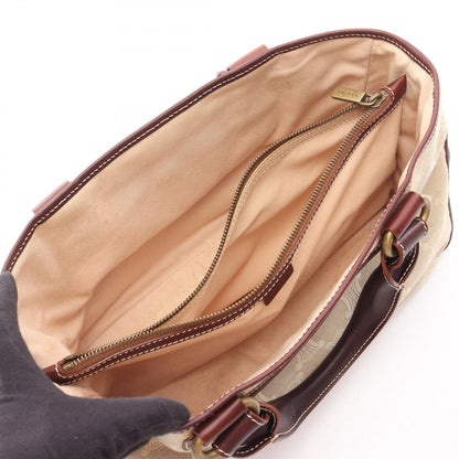Celine Handbag Boogie Bag Beige Bordeaux Canvas Leather — view 3
