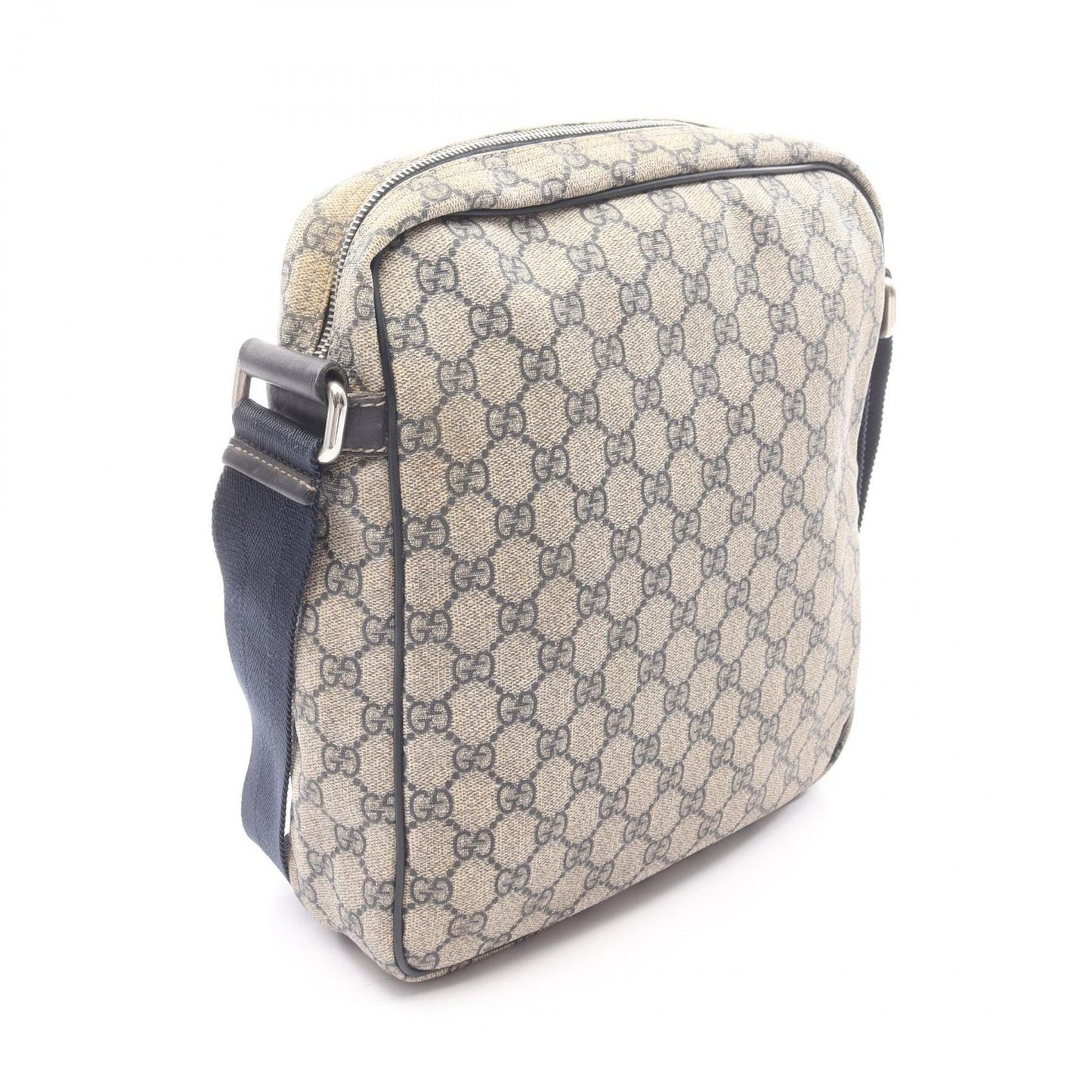 Gucci Shoulder Bag GG Supreme Beige Navy Canvas Leather — view 2