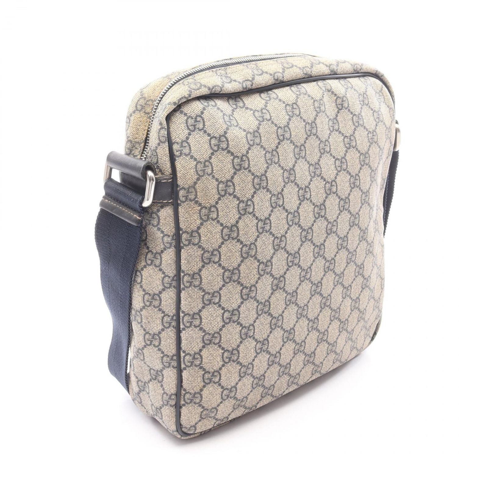Gucci Shoulder Bag GG Supreme Beige Navy Canvas Leather — view 2