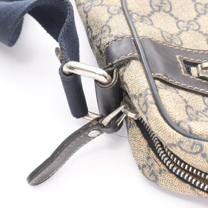 Gucci Shoulder Bag GG Supreme Beige Navy Canvas Leather — view 9