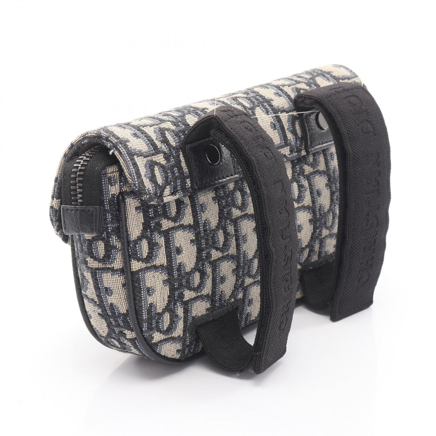 Dior Clutch Saddle Pouch White Beige Navy Canvas Oblique — view 2