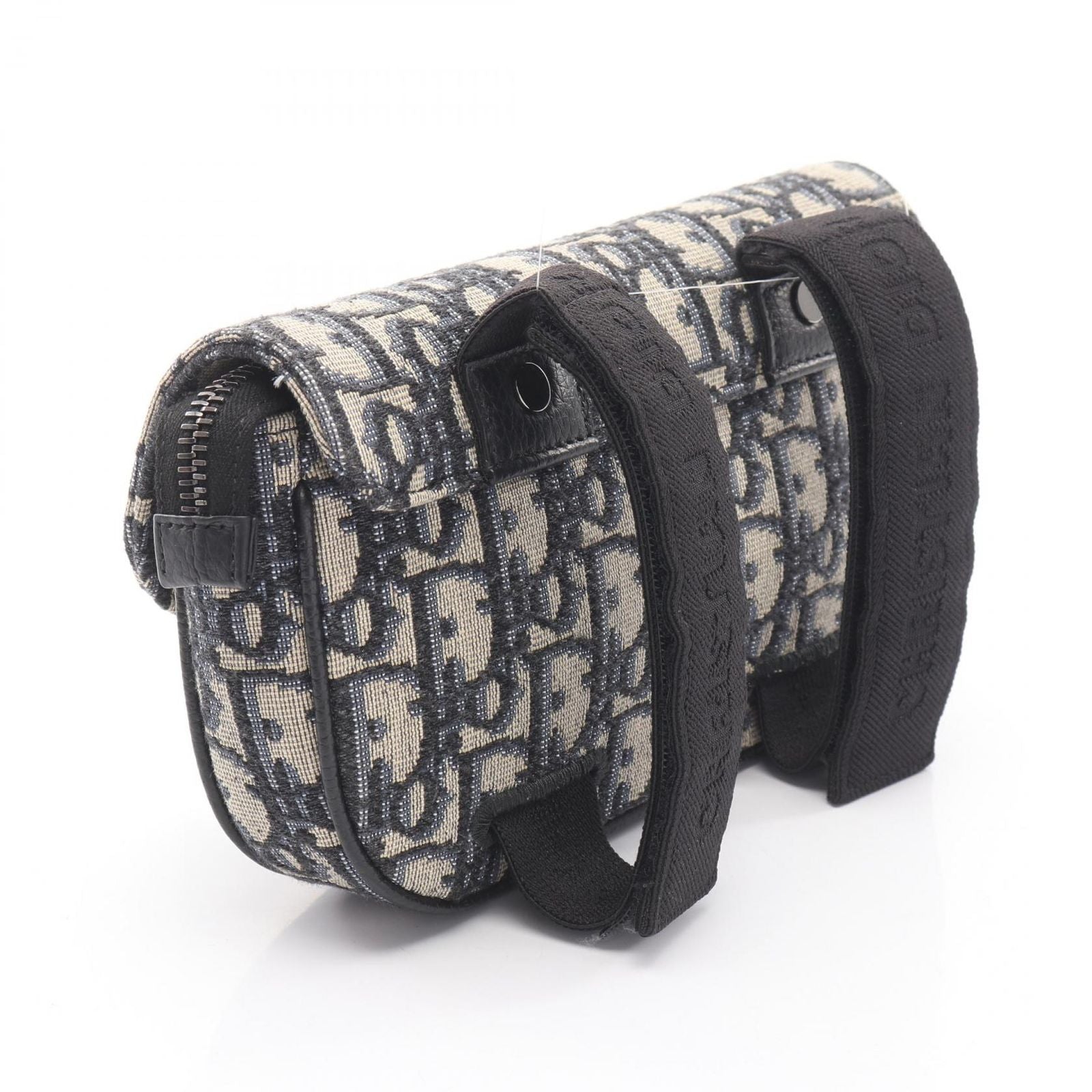 Dior Clutch Saddle Pouch White Beige Navy Canvas Oblique — view 2