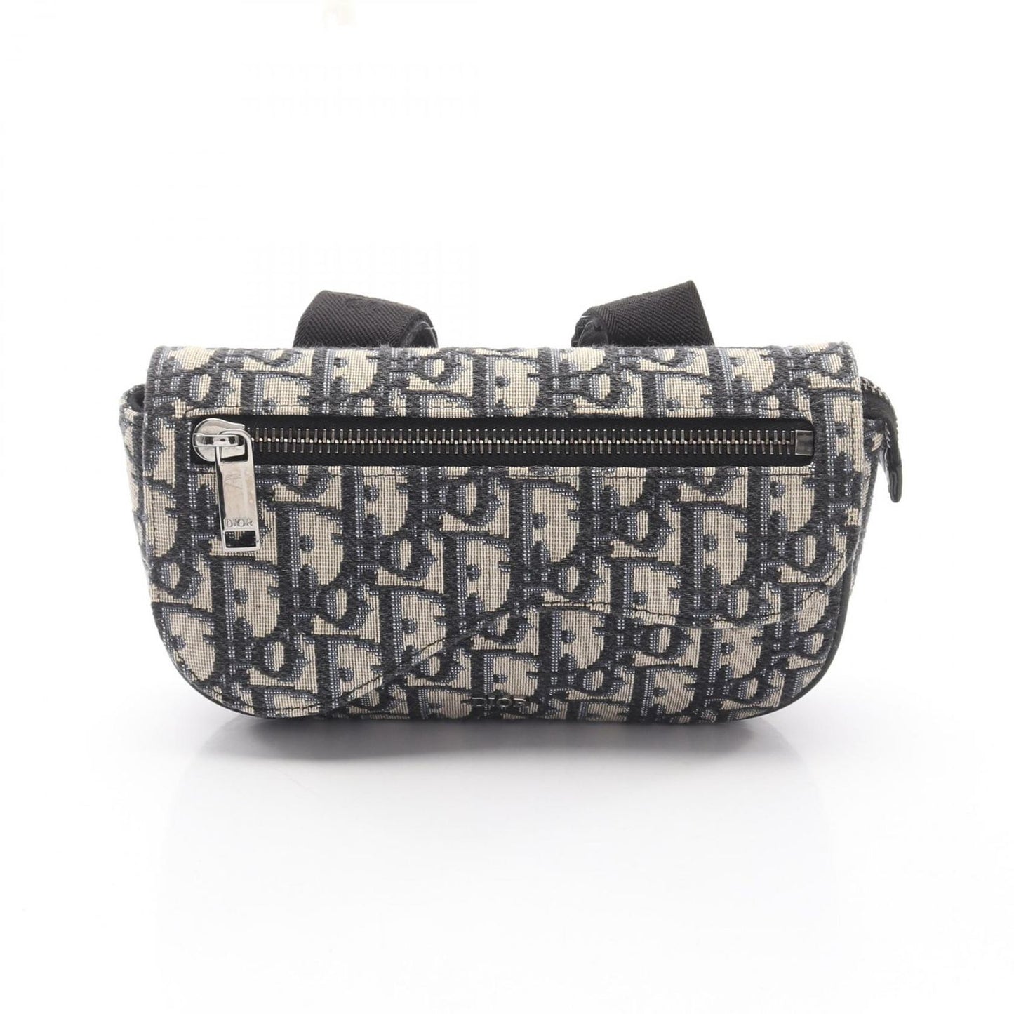 Dior Clutch Saddle Pouch White Beige Navy Canvas Oblique