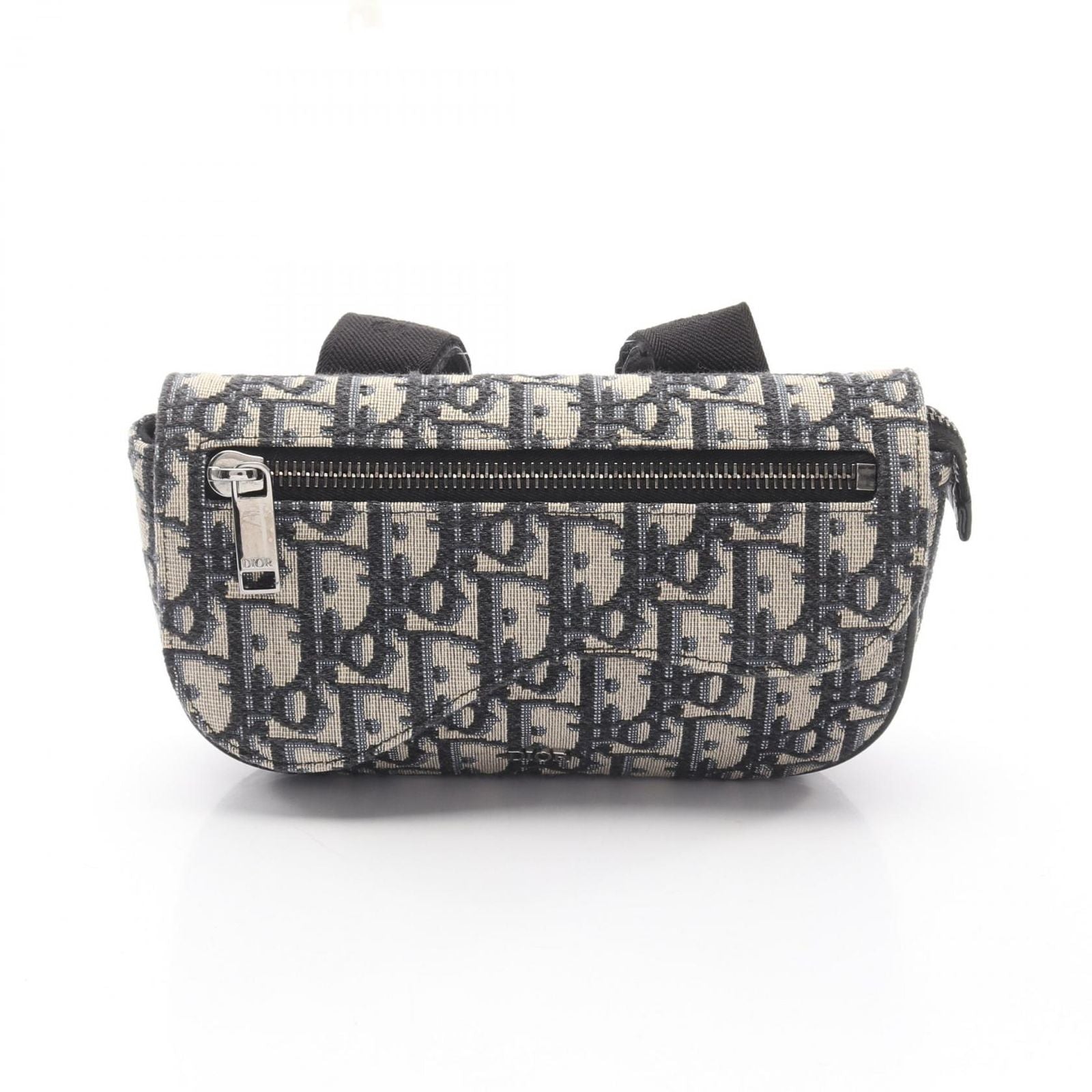 Dior Clutch Saddle Pouch White Beige Navy Canvas Oblique