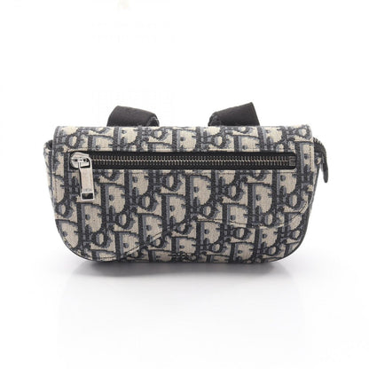Dior Clutch Saddle Pouch White Beige Navy Canvas Oblique