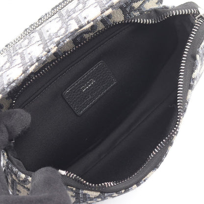 Dior Clutch Saddle Pouch White Beige Navy Canvas Oblique — view 3