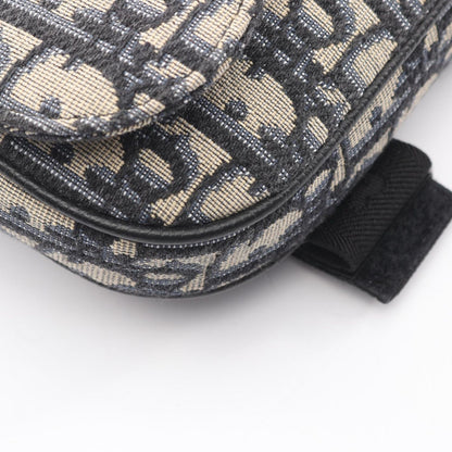 Dior Clutch Saddle Pouch White Beige Navy Canvas Oblique — view 5