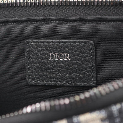 Dior Clutch Saddle Pouch White Beige Navy Canvas Oblique — view 4
