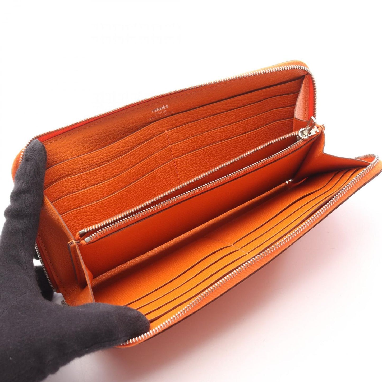 Hermes Round Wallet Azap Long Silk in Leather Fleece — view 3