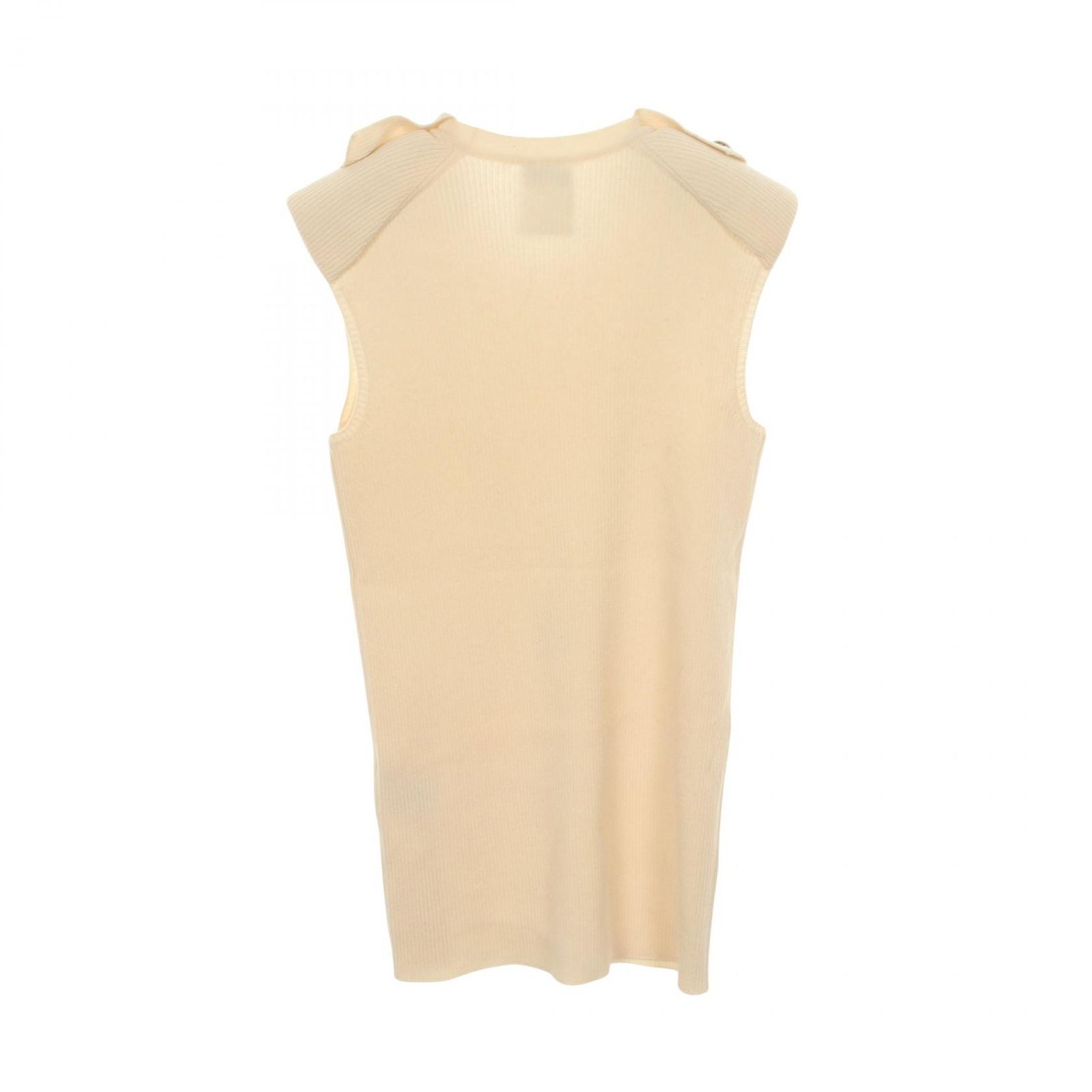 Chanel Vest CC Logo Button Knit Beige Cashmere — view 2