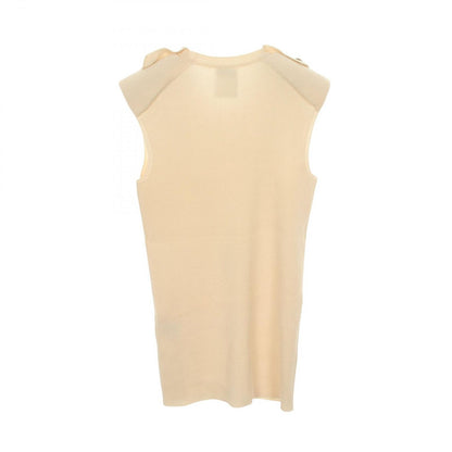 Chanel Vest CC Logo Button Knit Beige Cashmere — view 2