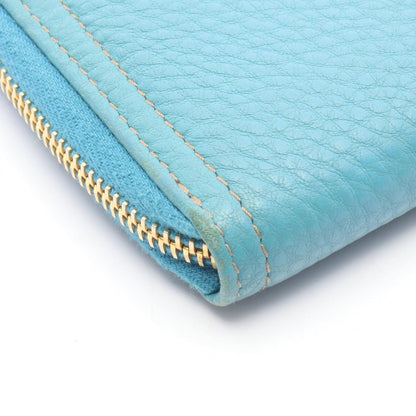 Prada Round Wallet Vitello Daino Blue Leather — view 8