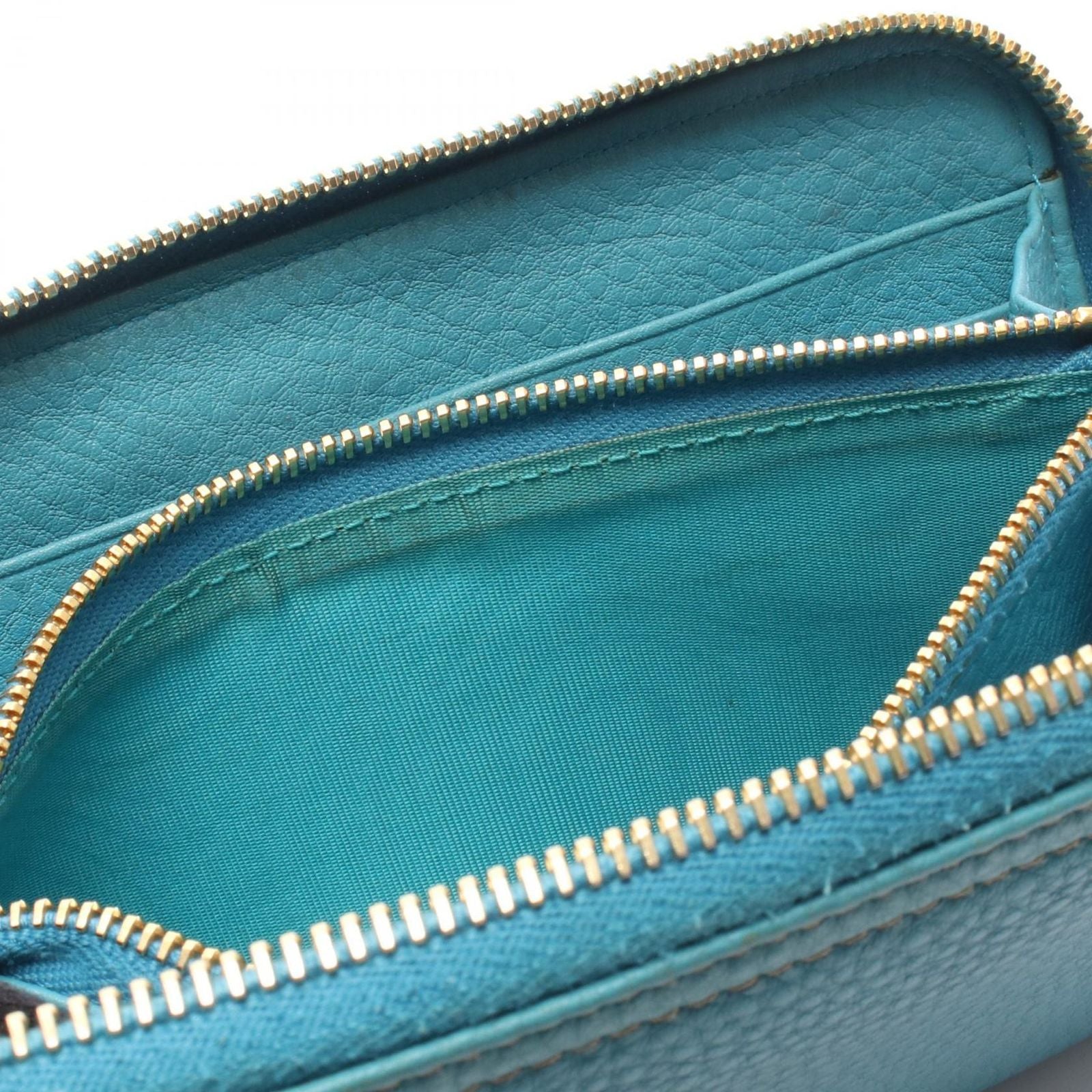 Prada Round Wallet Vitello Daino Blue Leather — view 6