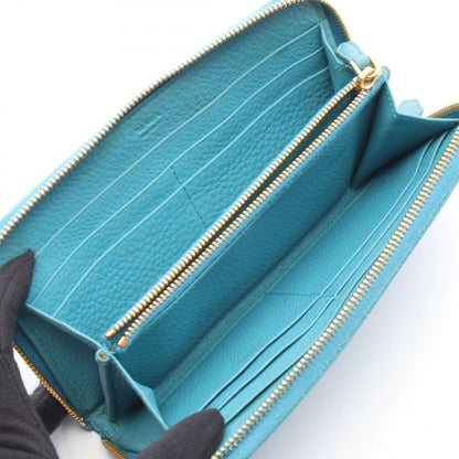 Prada Round Wallet Vitello Daino Blue Leather — view 3