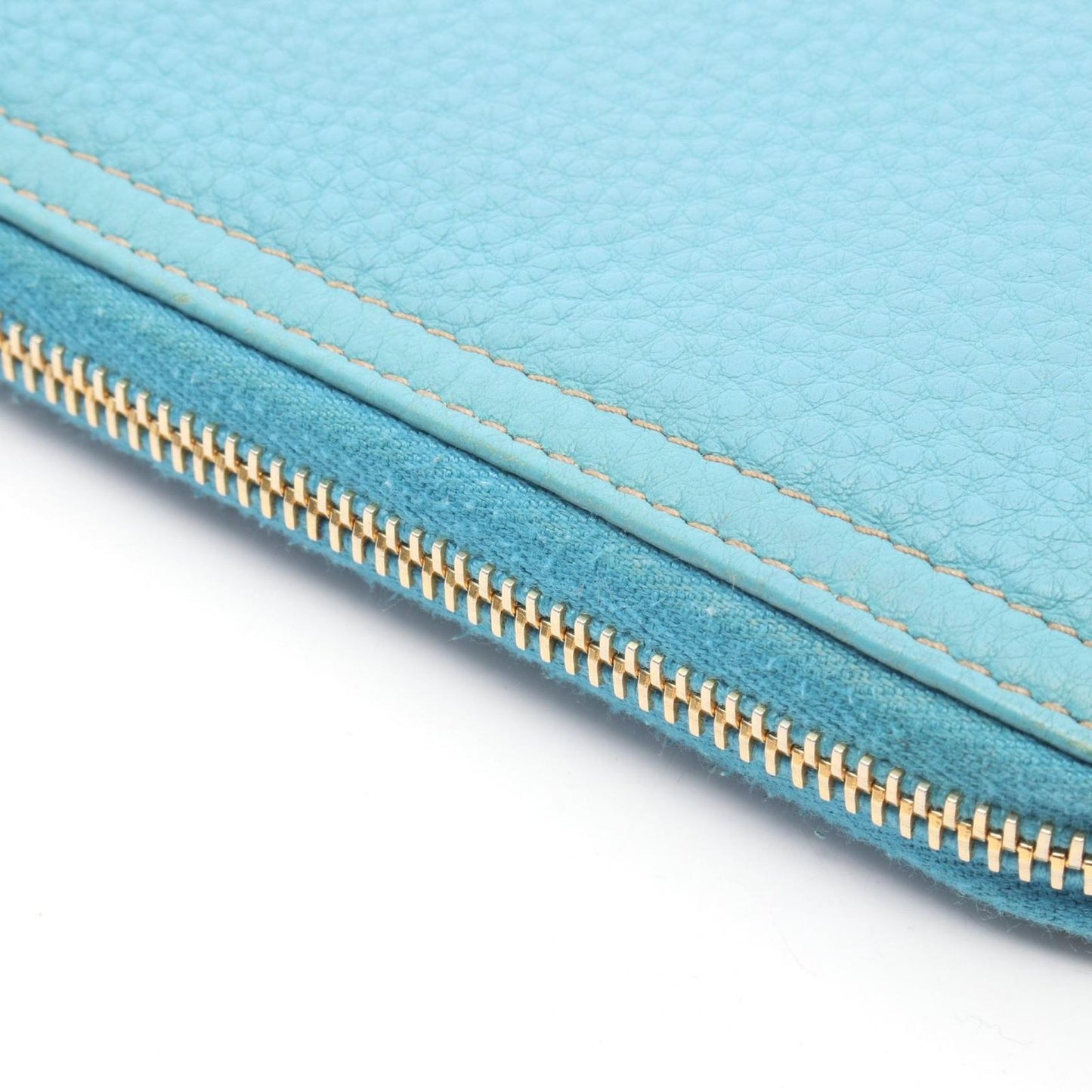 Prada Round Wallet Vitello Daino Blue Leather — view 9