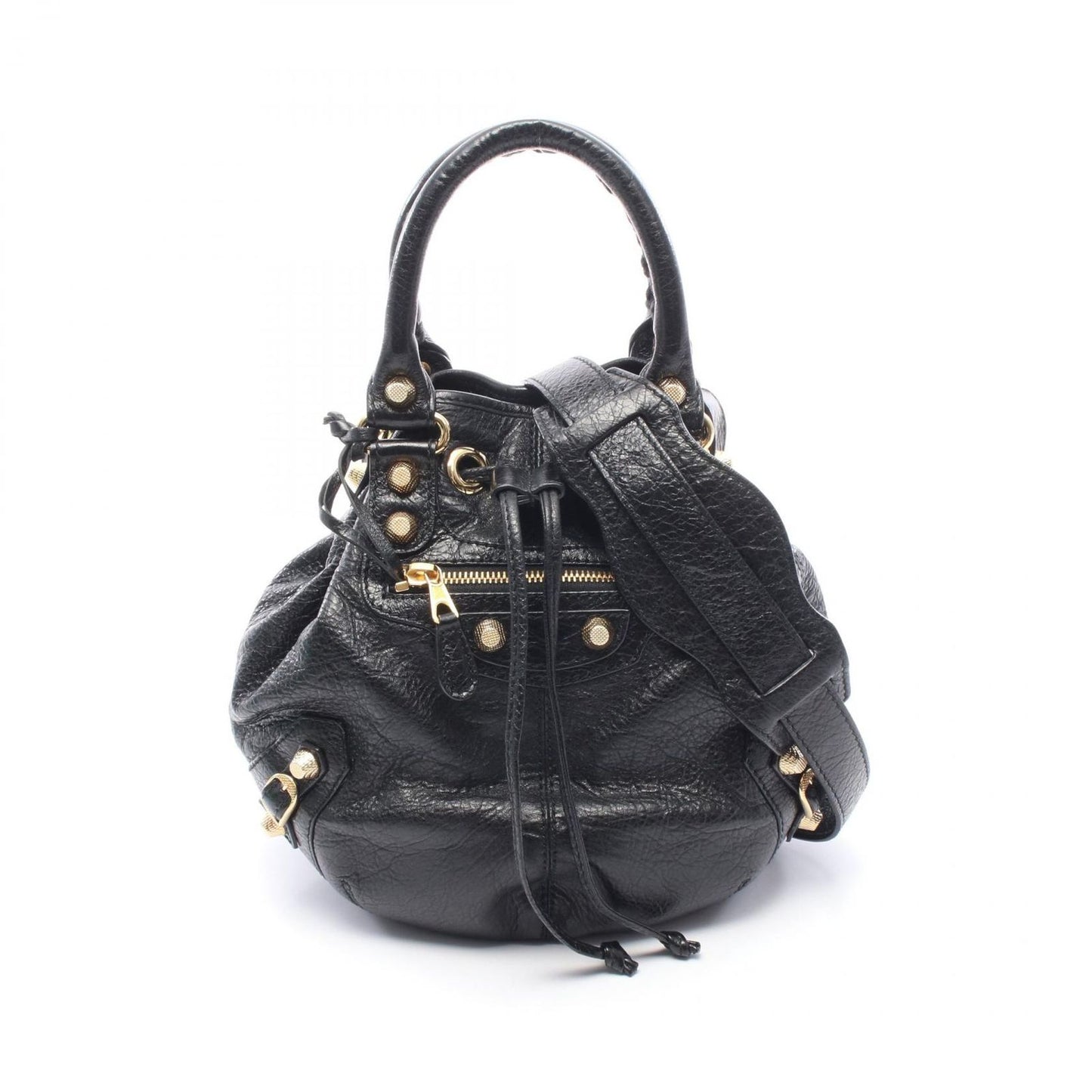 Balenciaga Handbag Giant Mini Pom 2-Way Black Leather