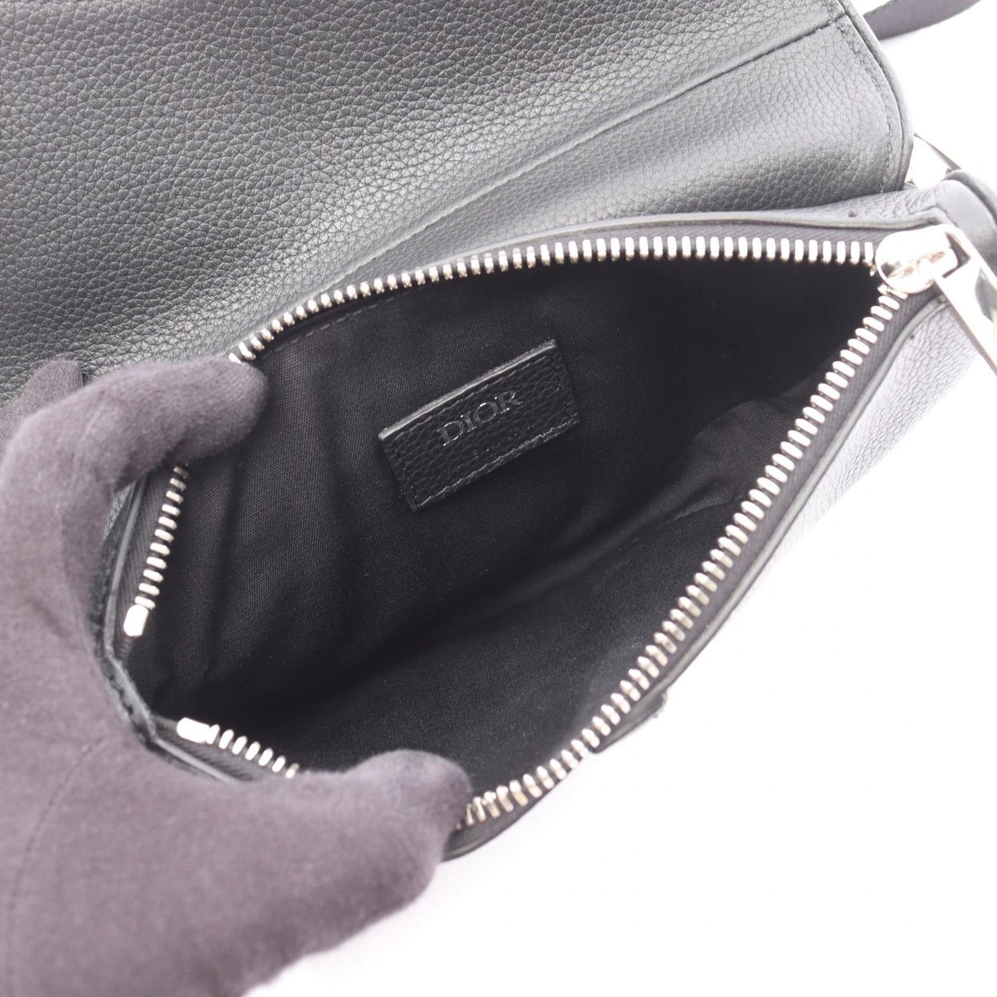 Dior Shoulder Bag Saddle Black Leather — view 3