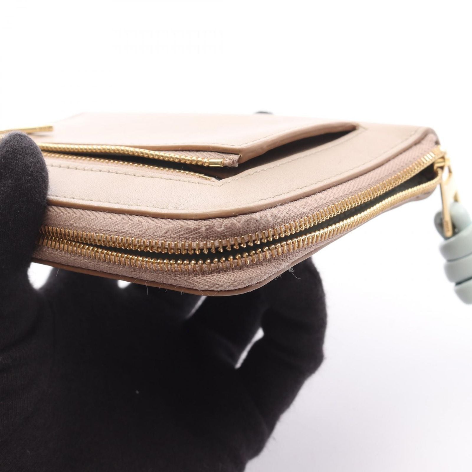 Loewe Round Wallet Knot Compact Gray Leather Zip — view 9