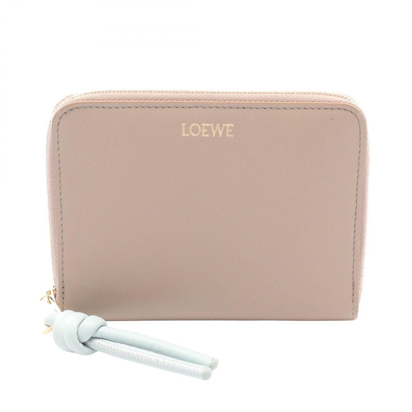 Loewe Round Wallet Knot Compact Gray Leather Zip