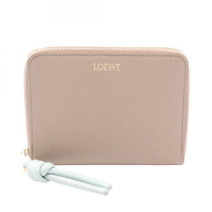 Loewe Round Wallet Knot Compact Gray Leather Zip