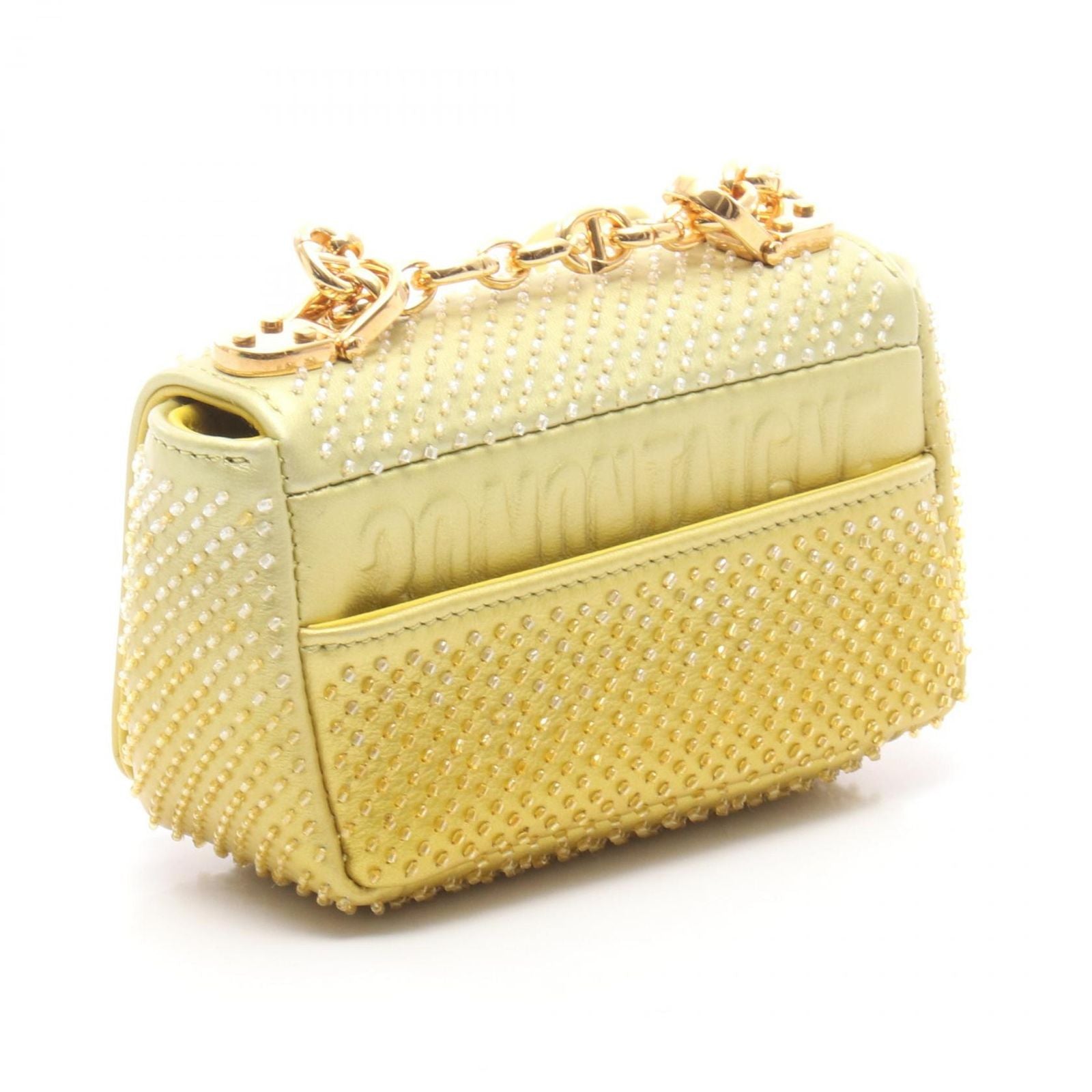 Dior Shoulder Bag Caro Micro Gold Leather Chain — view 2