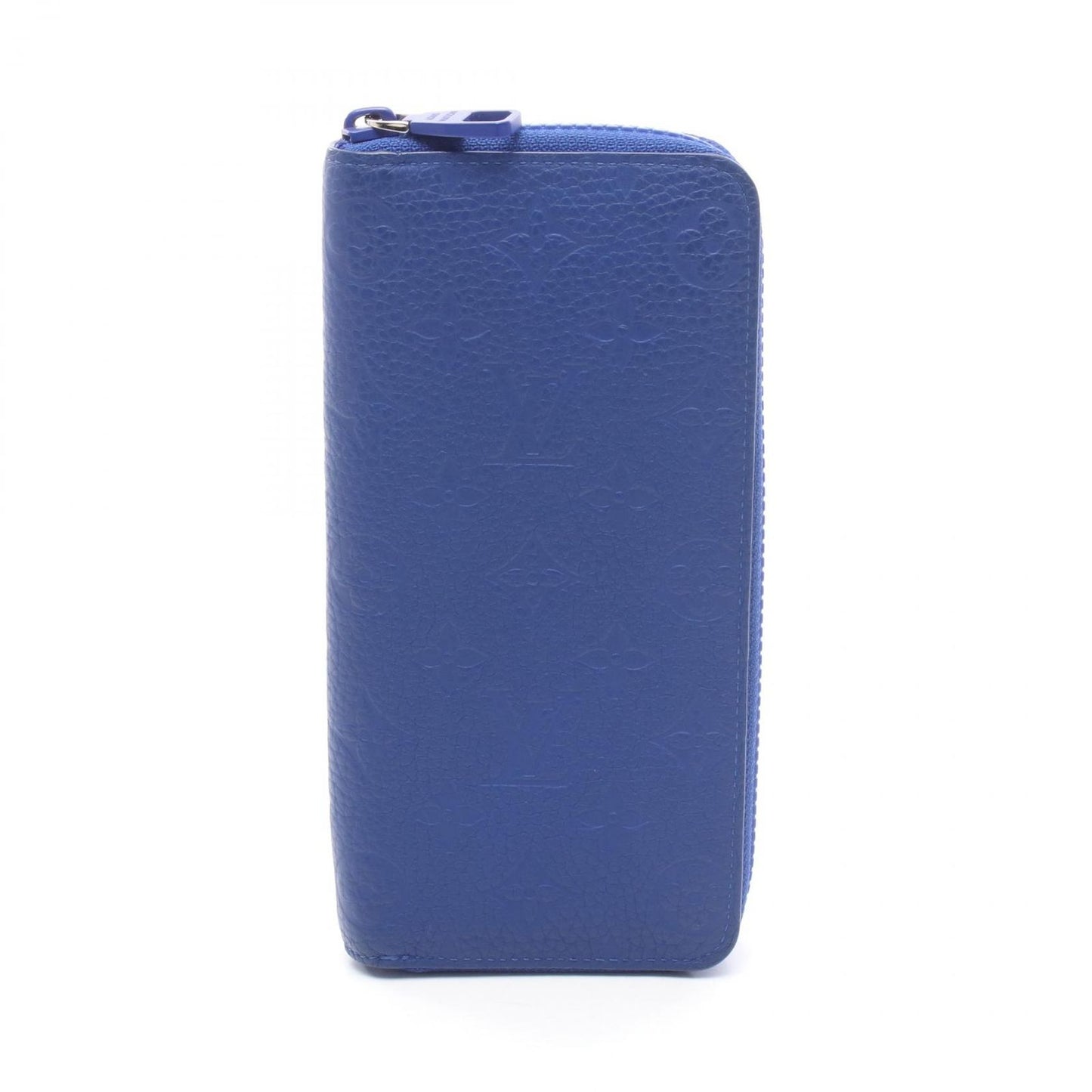 Louis Vuitton Round Wallet Zippy Vertical Monogram Taurillon Blue Leather