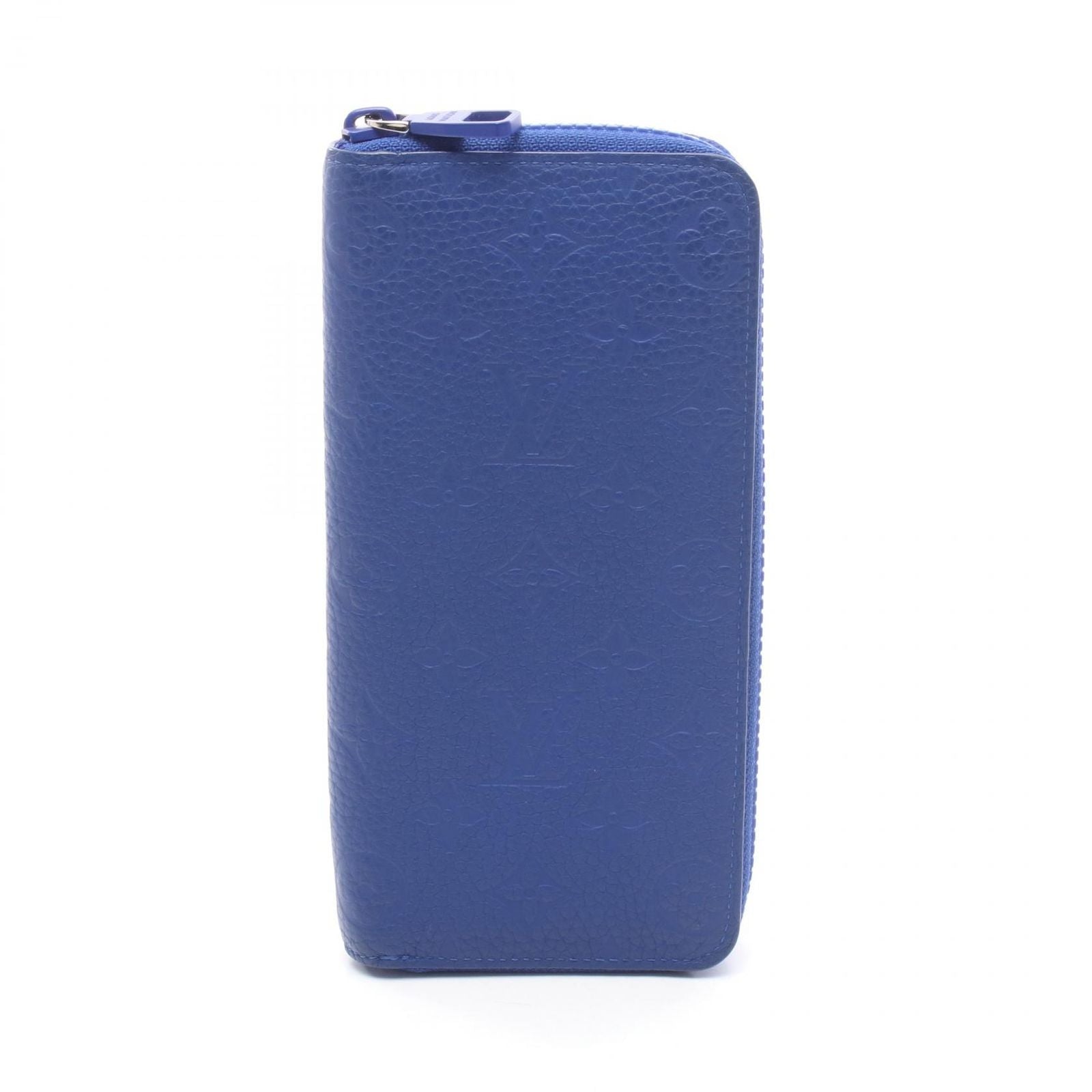 Louis Vuitton Round Wallet Zippy Vertical Monogram Taurillon Blue Leather