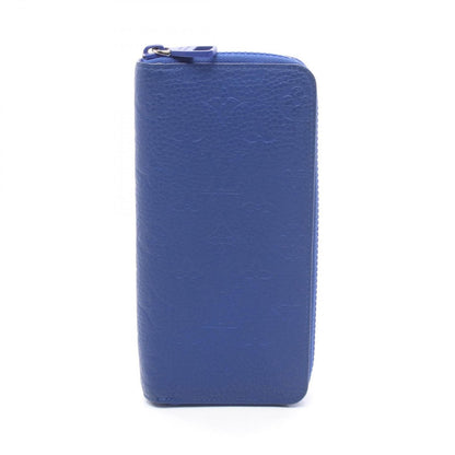 Louis Vuitton Round Wallet Zippy Vertical Monogram Taurillon Blue Leather
