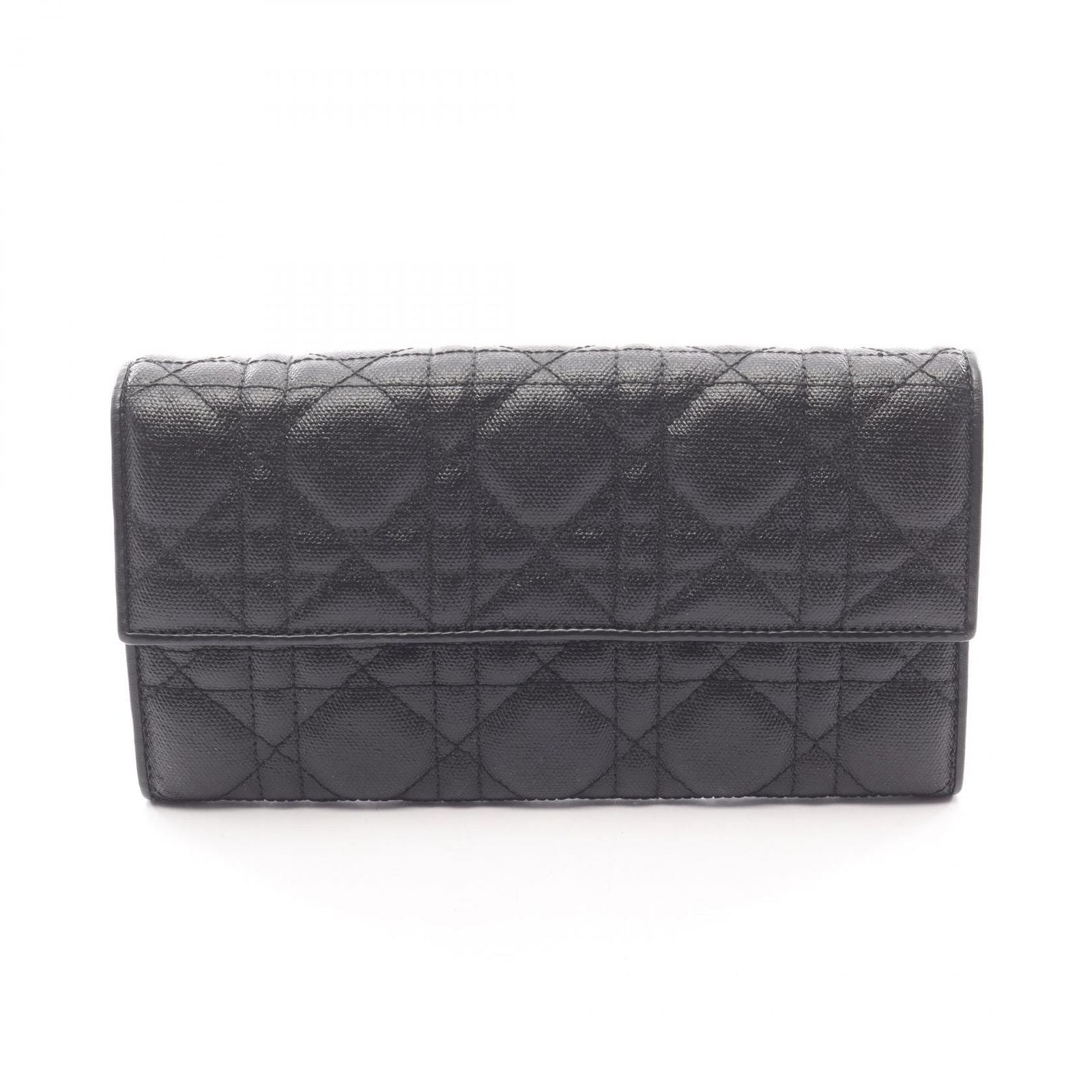 Dior Bifold Wallet Cannage Black Leather Zip