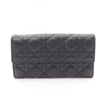 Dior Bifold Wallet Cannage Black Leather Zip