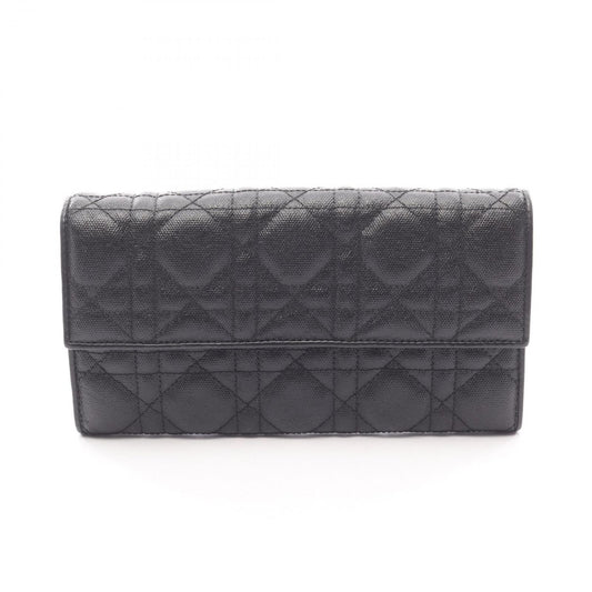 Dior Bifold Wallet Cannage Black Leather Zip