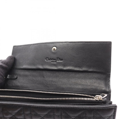Dior Bifold Wallet Cannage Black Leather Zip — view 5
